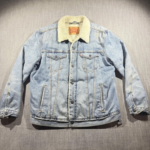 Levi's Other - Levi's Sherpa Lined Denim Jacket Mens XL Blue Bomber Trucker Warm Coat
